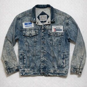 Dry Goods Saugatuck Denim Trucker Jacket Blue M Railroad Amtrak Acid Wash Grunge